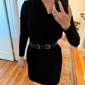 COS Black Sheath Dress with Cowl Neck and Long Sleeves
